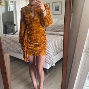 RHODE Mustard Floral Long Sleeve Dress